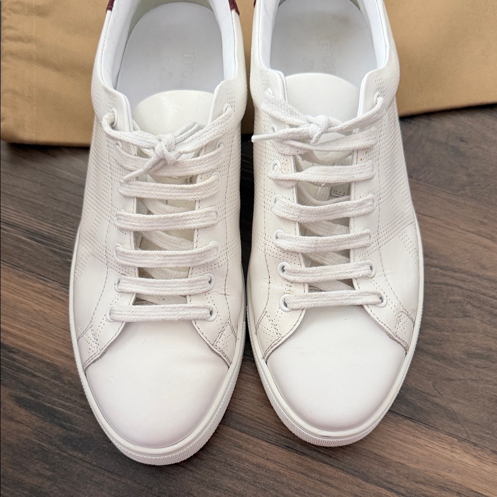 Burberry Men’s White Leather Sneakers - Picture 5 of 12